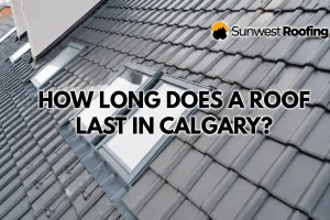 An informative text graphic explaining Roof Lifespan in Calgary for homes.